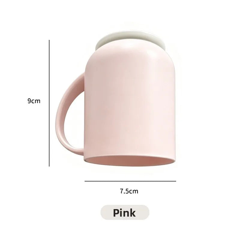 Magnetic Mouthwash cup, no Punching Toothbrush Storage Rack, Inverted Brush cup with Handle, PP Plastic Tooth cup 세수잔 Vue pink