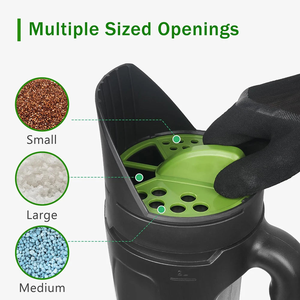 Handheld Seed Spreader – Adjustable Manual Lawn & Garden Seeder Lawn Seed Spreader Vue