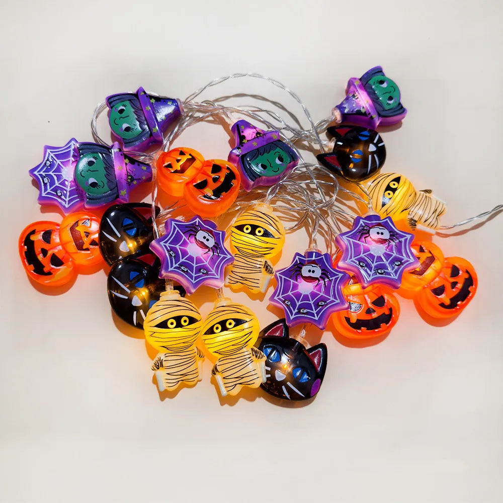 2025 Halloween Spider Led String Lights Pumpkin Skeleton Ornaments Decoration Lights Battery USB Powered Indoor Lights 1006 Vue