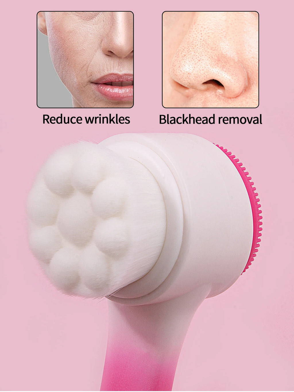 1Pc Silicone Face Cleansing Brush Double-Sided Facial Cleanser Blackhead Removal Product Pore Cleaner Exfoliator Face Scrub Brus Vue