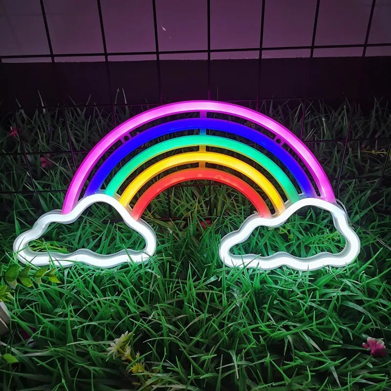 Cloud Neon Sign LED Light Rainbow Colorful Night Light for Bedroom Wall Hanging USB Powered Christmas Party Decoration Vue