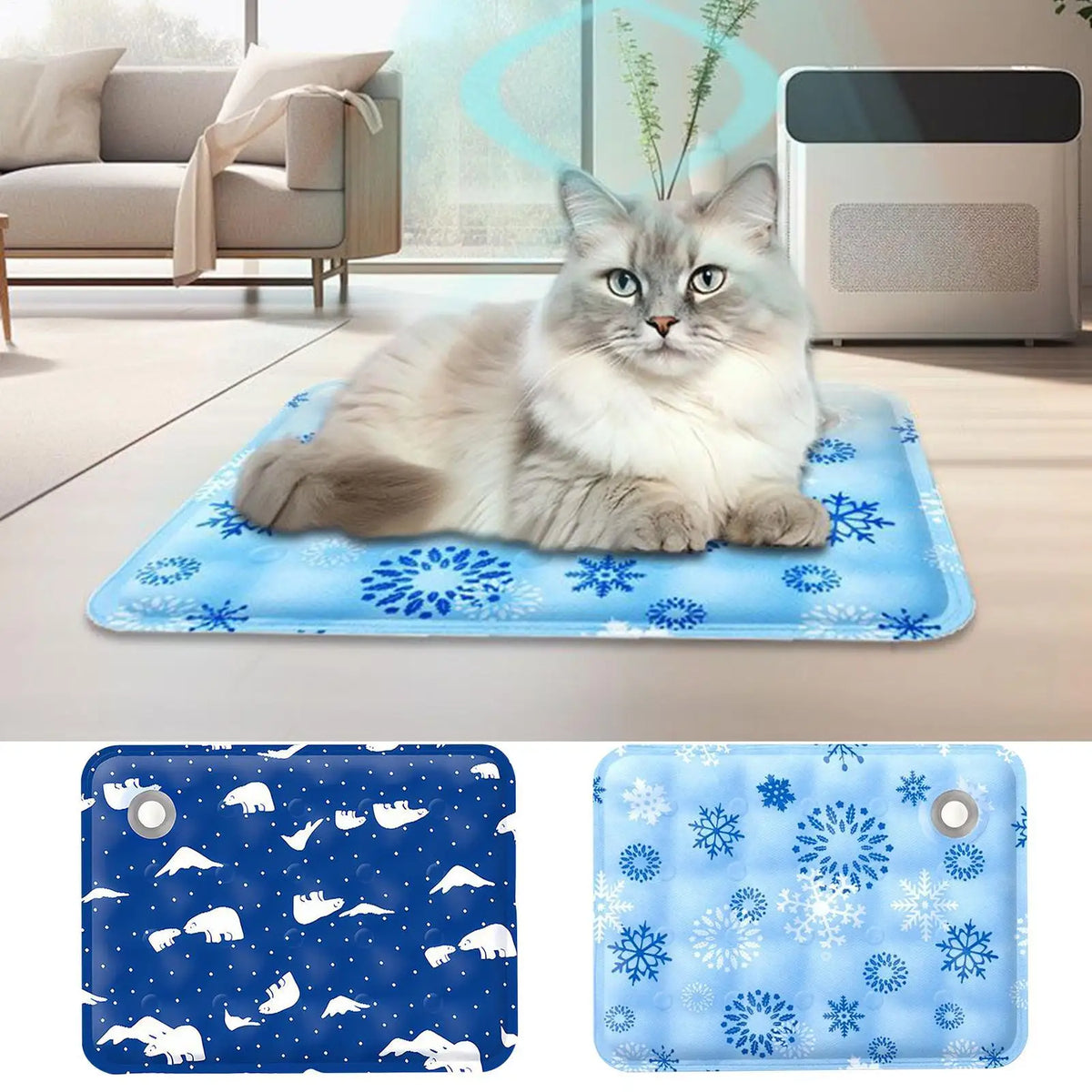 50x60cm Pet Cooling Mat Washable Foldable Water-Activated Leakproof Cat Sleeping Cooling Mat for Dog Puppy Kitten Small Animals Vue