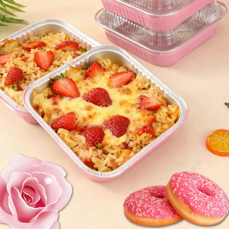 10Set Loaf Pans With Lids And Spoons Non-Stick Square Aluminum Foil Baking Pan Bread Container Heat-Resistant Cake Pans Vue