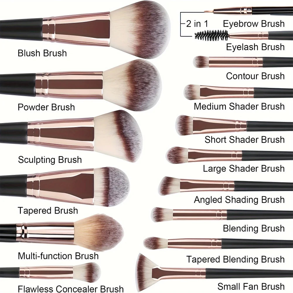 3-20PCS Professional Makeup Brushes Set for Eye Shadow Foundation Cosmetic Powder Blush Blending Contour Brush Face Beauty Tools Vue