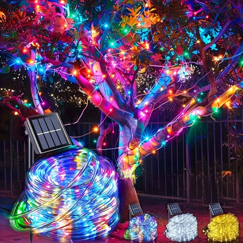 Solar Rope Lights Solar LED Light Path Deck Outdoor Garden Solar String Lights Waterproof Outdoor Lighting Strips 8 Light Modes Vue