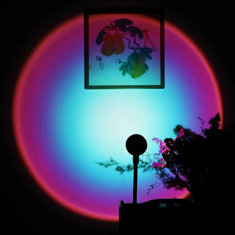 Rainbow Projection Lamp, USB Decorative Sunset Atmosphere Lamp, Multi-angle Rotatable, Suitable for Home Living Room and Bedroom Vue