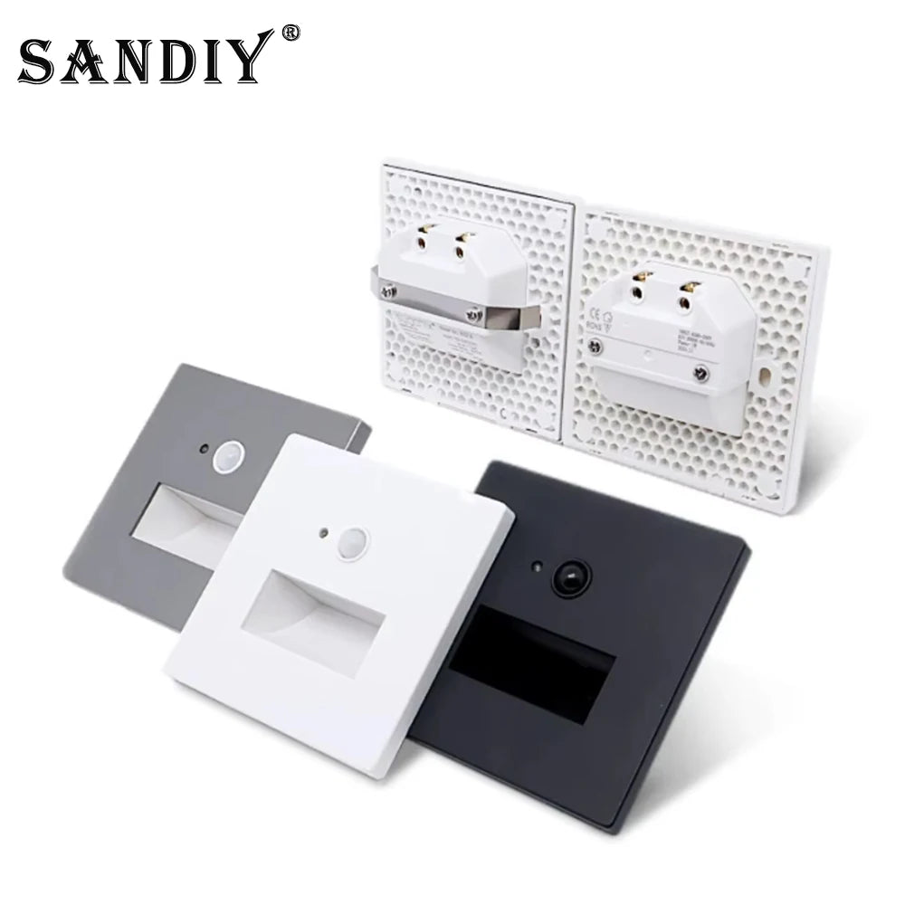 SANDIY Motion Sensor Recessed LED Stair Wall Light | Auto On/Off LED Motion Sensor Sconce Vue