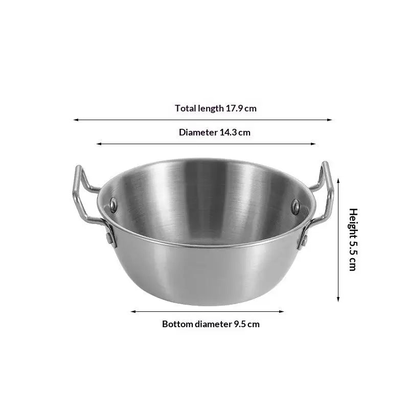304 Stainless Steel Instant Noodle Bowl Korean Rice Wine Handle Salad Vue A3