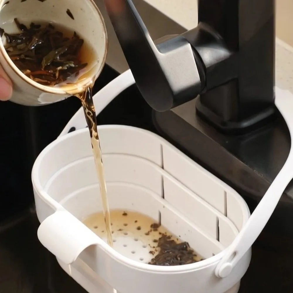 Collapsible Kitchen Sink Drain Basket Large Capacity Hanging Fruit Washing Basket Anti-clogging Plastic Kitchen Sink Holder Vue