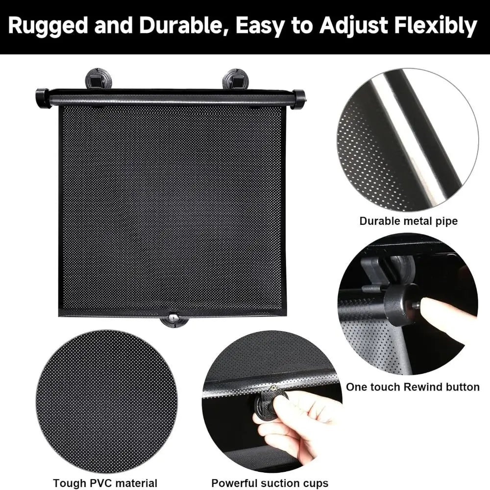 Retractable Car Side Window Sun-shade Universal Black Sunshade Roller