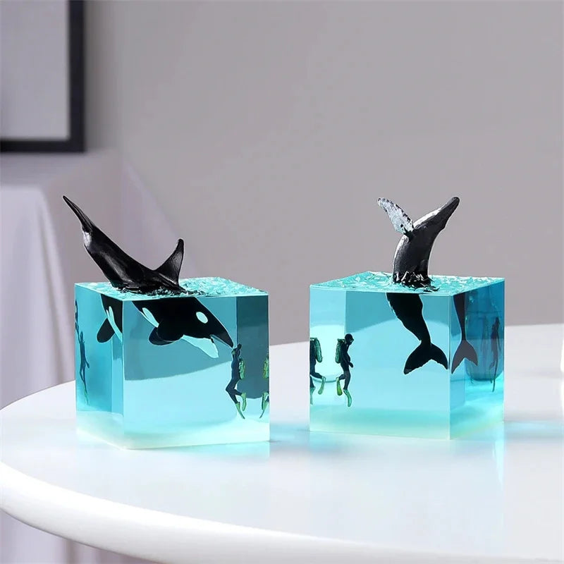 Mini Ocean Whale Resin Figurine Cute Coastal Table Ornament Home Desk Decor Living Room Accent For Women Teens Birthday Gift Vue