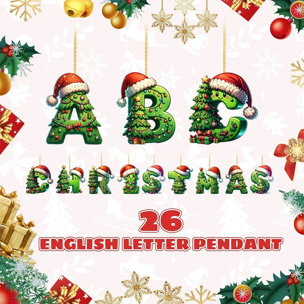 Acrylic Letter Christmas Ornaments – Full 26 Initial Tree Set Christmas Tree Ornament Vue