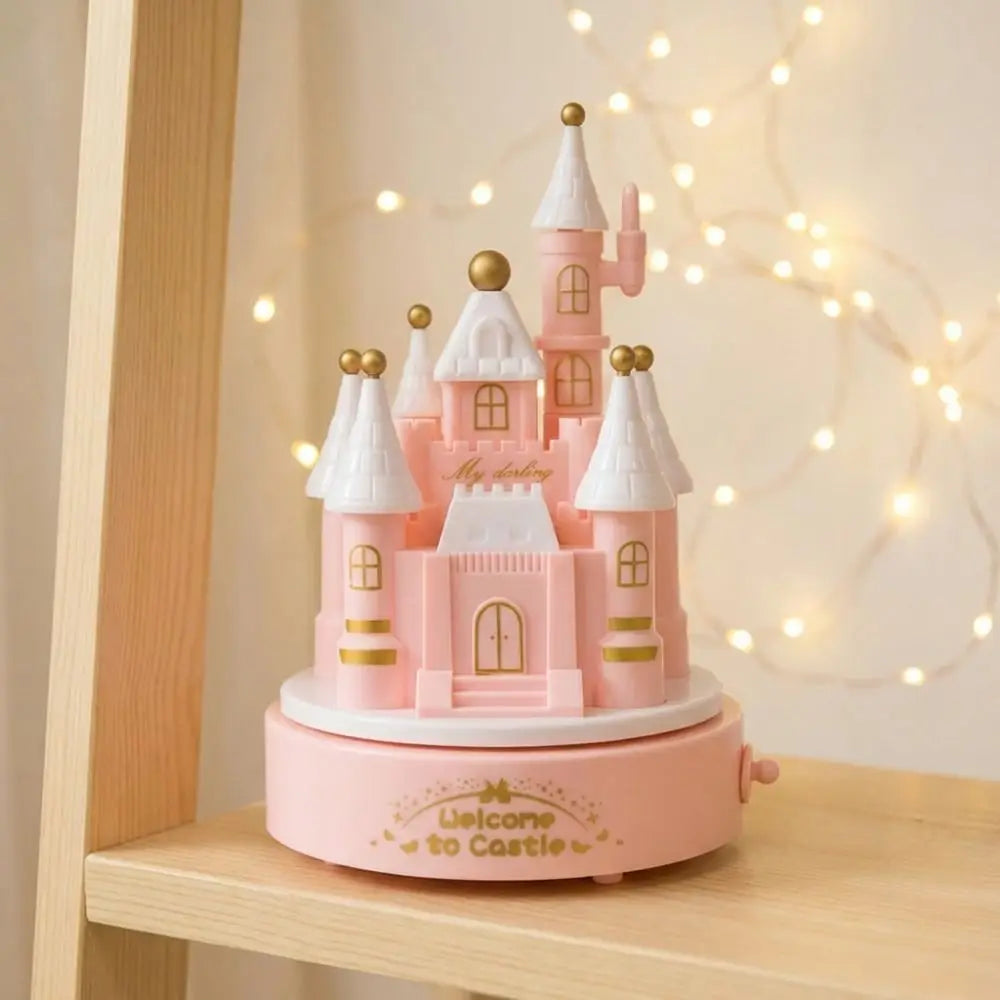 Cartoon Castle Rotating Music Box Romantic Style Exquisite Mechanical Music Box Handwork Craft Birthday Music Box Birthday Gifts Vue