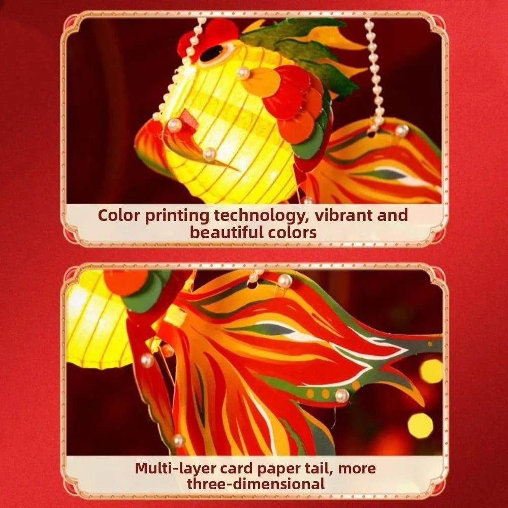 3D Koi Goldfish Lanterns Chinese Style Good Luck Mid-Autumn Festival Lantern Luminous Paper DIY Lantern Material Kit Vue