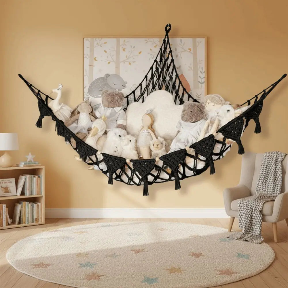 Decorations Jumbo Stuffed Animal Hammock Hanging Woven Toy Hammock Storage Net Macrame Space-Saving Mesh Toy Net Holder Bedroom Vue