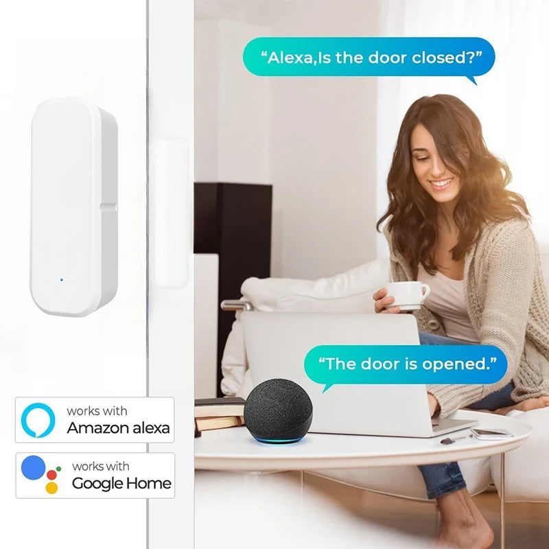 Tuya Smart Door Sensor WiFi Smart Home Door Open/Closed Detectors Window Sensor Smart Life Works With Google Home Alexa Vue