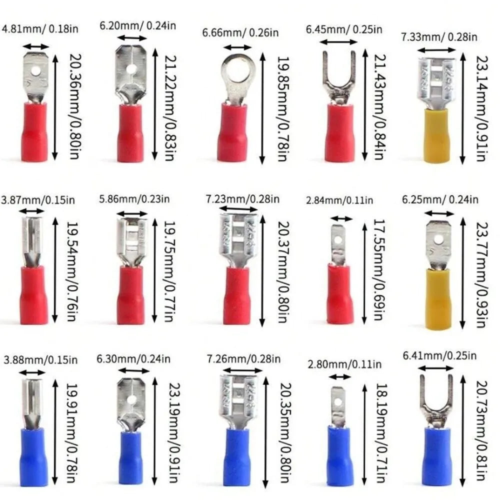 280pcs Multicolor Wire Terminal OT Type Bare Nose Lugs Crimp Terminals Binding Post Tinplate Cold Pressure Terminal Set Vue
