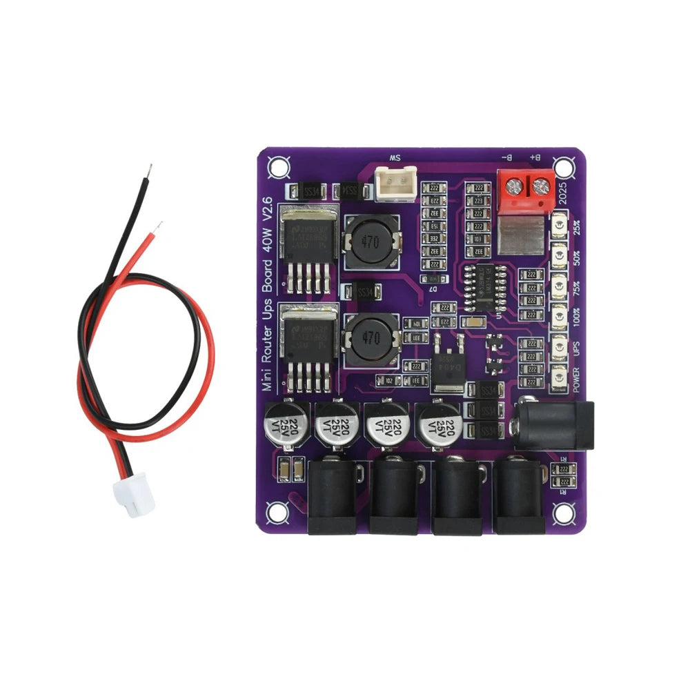4-Channel Output UPS Power Module 40W Battery Charging Board Uninterruptible Power Supply with Charge Percentage Indicator Vue