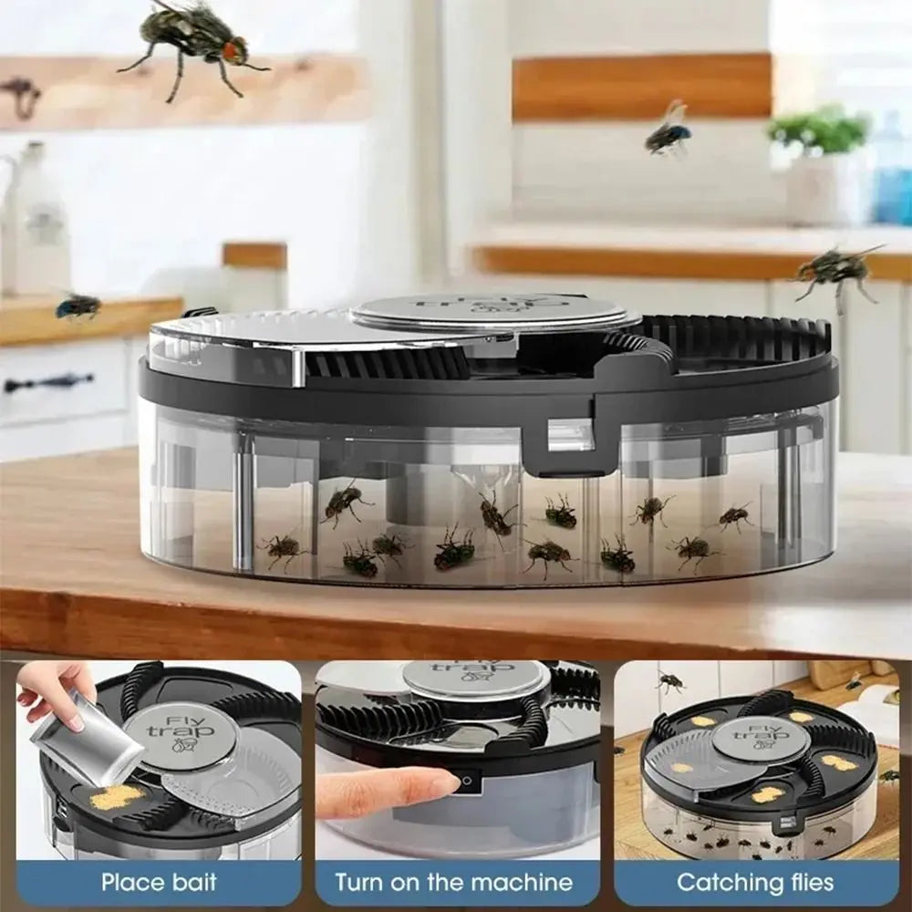 Portable Automatic Fly Traps Non-Toxic Household Electric Flies Killer Safety Pest Control Fly Mosquito Trap Backyard Terrace Vue