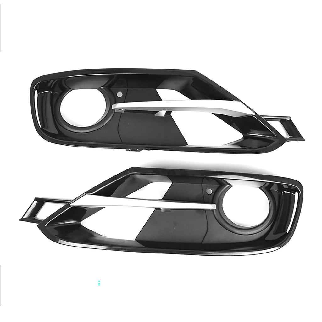 Car Front Bumper Fog Light Cover Set With Silver Trim or BMW 3 Series F30 F31 2012-2015, W/ TRIM LINES, W/ SPORT LINE Vue left and right