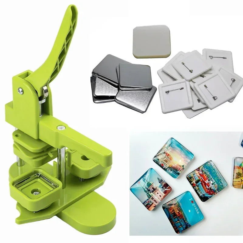 Square Button Badge Maker Machine 50x50mm DIY Pin & Magnet Kit Badge Maker Machine Vue