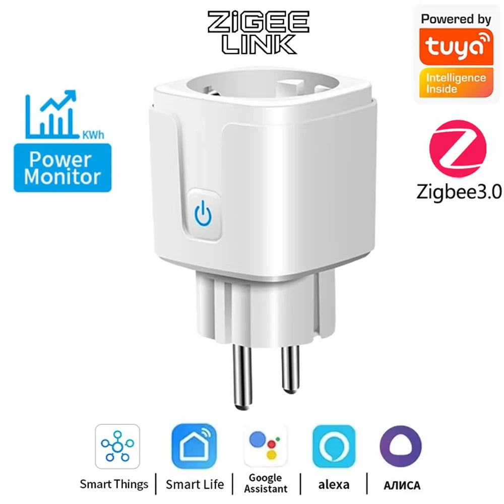 WiFi Zigbee3.0 EU Smart Plug Wireless Remote Control Outlet Real-Time Energy Data Monitor Timing Compatible Tuya Smart Life Vue 16A 1pcs 1PCS zigbee 3.0|100-240V