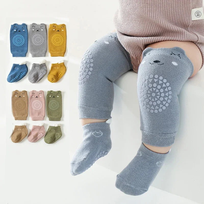 vvocci Baby KneeCartoon Anti-slip Socks Floor Socks Pads Set Summer Kid Crawling Safety Kneecap Walking Protector for Girls Boys Vue
