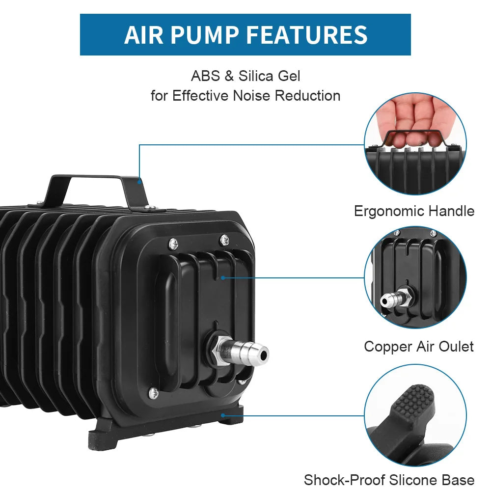 High Pressure Aquarium Air Pump Low Power Adjustable Large Air Volume Oxygenator Pumps Electromagnetic Air Pump for Fish Pond Vue