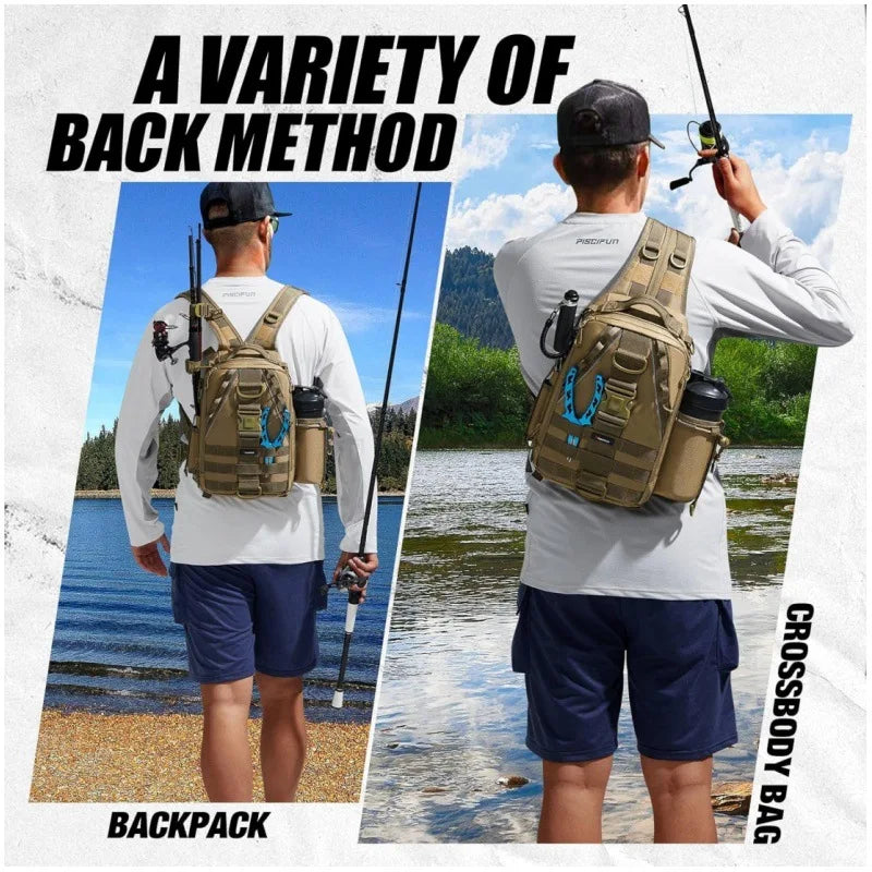 Spot New Outdoor Tactical Single Backpack Riding Mountaineering Luya Bag Large Capacity Fishing Bag Vue