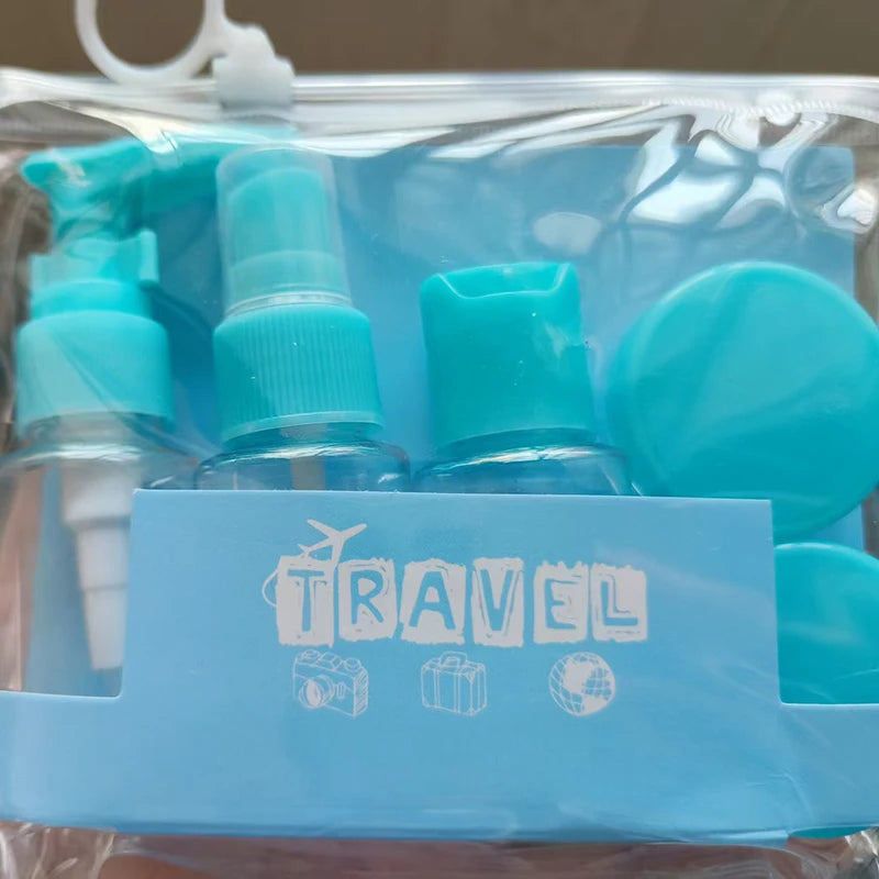 6Pcs Travel Size Bottles Kit Leak Proof Portable Toiletry Containers Empty Cosmetic Lotion Toner Spray Shampoo Essentials Cream Vue Lake blue