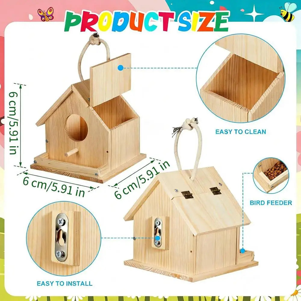 DIY Birdhouse Building Kit Wooden Educational Craft Painting Set Hands-On Art Project for Kids Home School Classroom Camp Decor Vue A