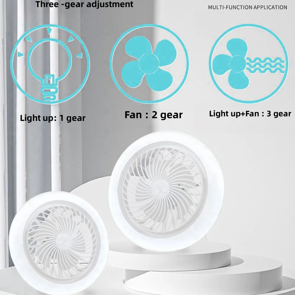 3-Colors Led Electric Ceiling Fan Lamp with Remote Control E27 Base Converter 3-Speeds AC 85-265V Ceiling Fan with Light Bedroom Vue