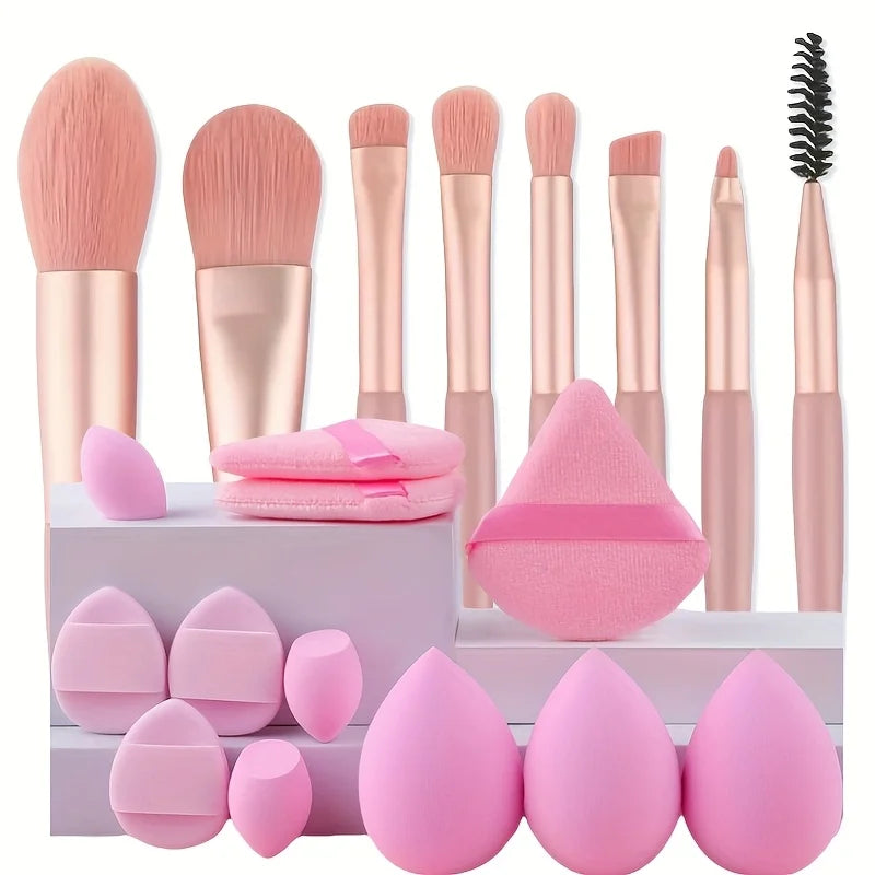 8-20Pcs Makeup Brush Set Portable Eyeshadow Foundation Blush Makeup Brush Kit Cosmetic Concealer Makeup Brushes Mini Beauty Tool Vue Pink Set