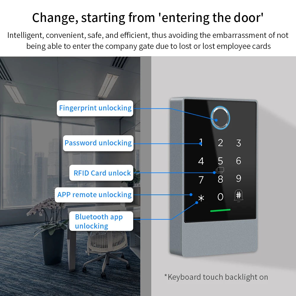NFC 2.4GHz WiFi+Bluetooth TTLOCK APP Access Control Rfid Keypad Metal Waterproof Door Lock Opener Outdoor Door Entry Keyboard Vue