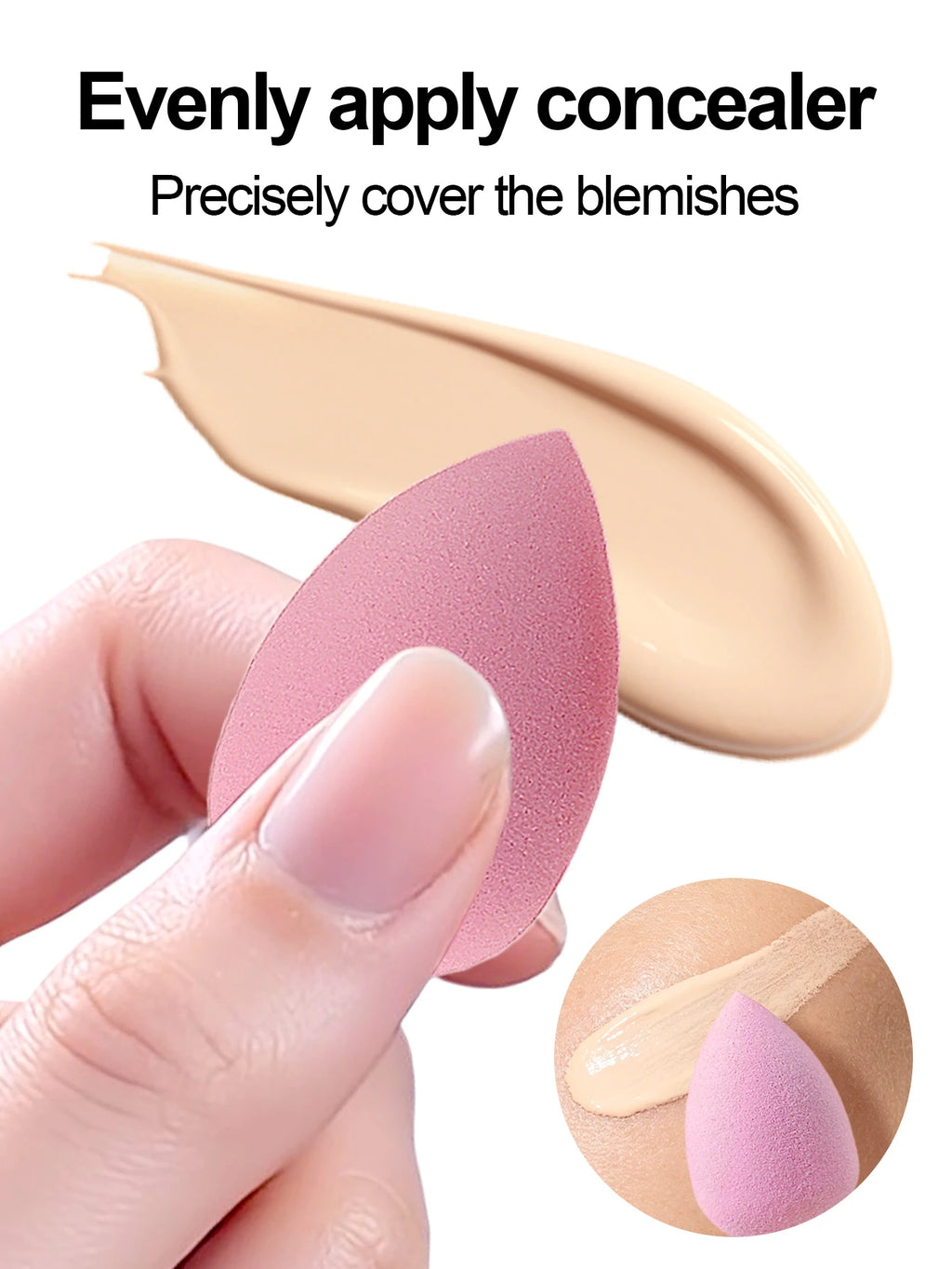 10/20/30/50cs Mini Makeup Sponge, Foundation Concealer Cosmetic Puff, Base Makeup Sponge Beauty Tool, Random Color Vue