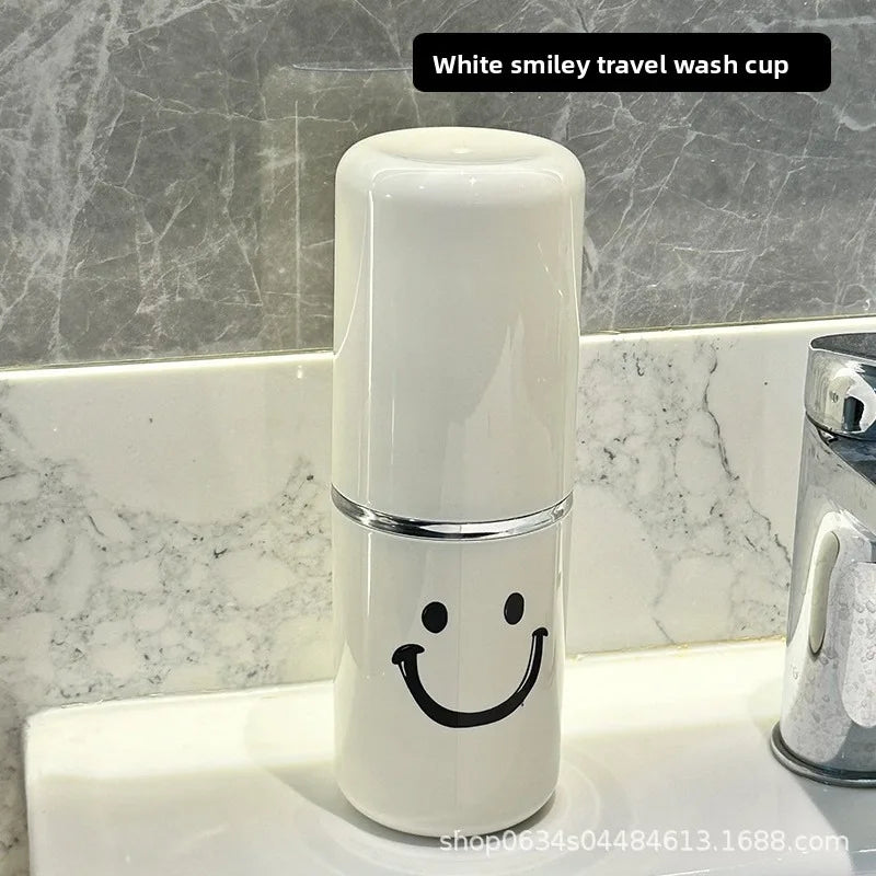 Travel Toileting Mouthwash cup, Portable 2-in-1 Cup Set for Brushing Teeth, Toothbrush storage box, portable Vue white