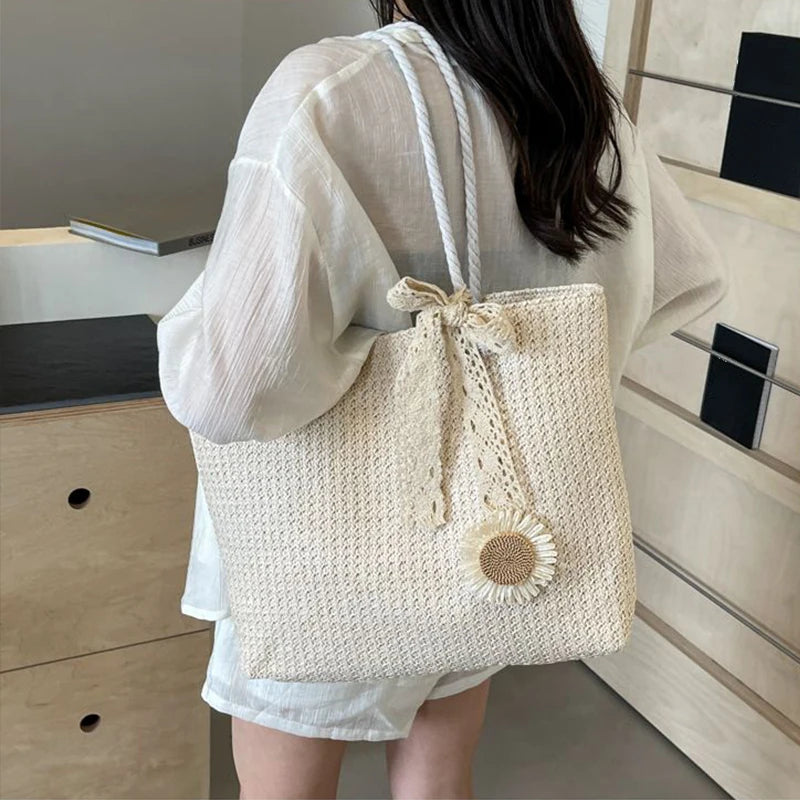 Elegant Ladies Straw Woven Handbag Women Holiday Beach Commute Casual