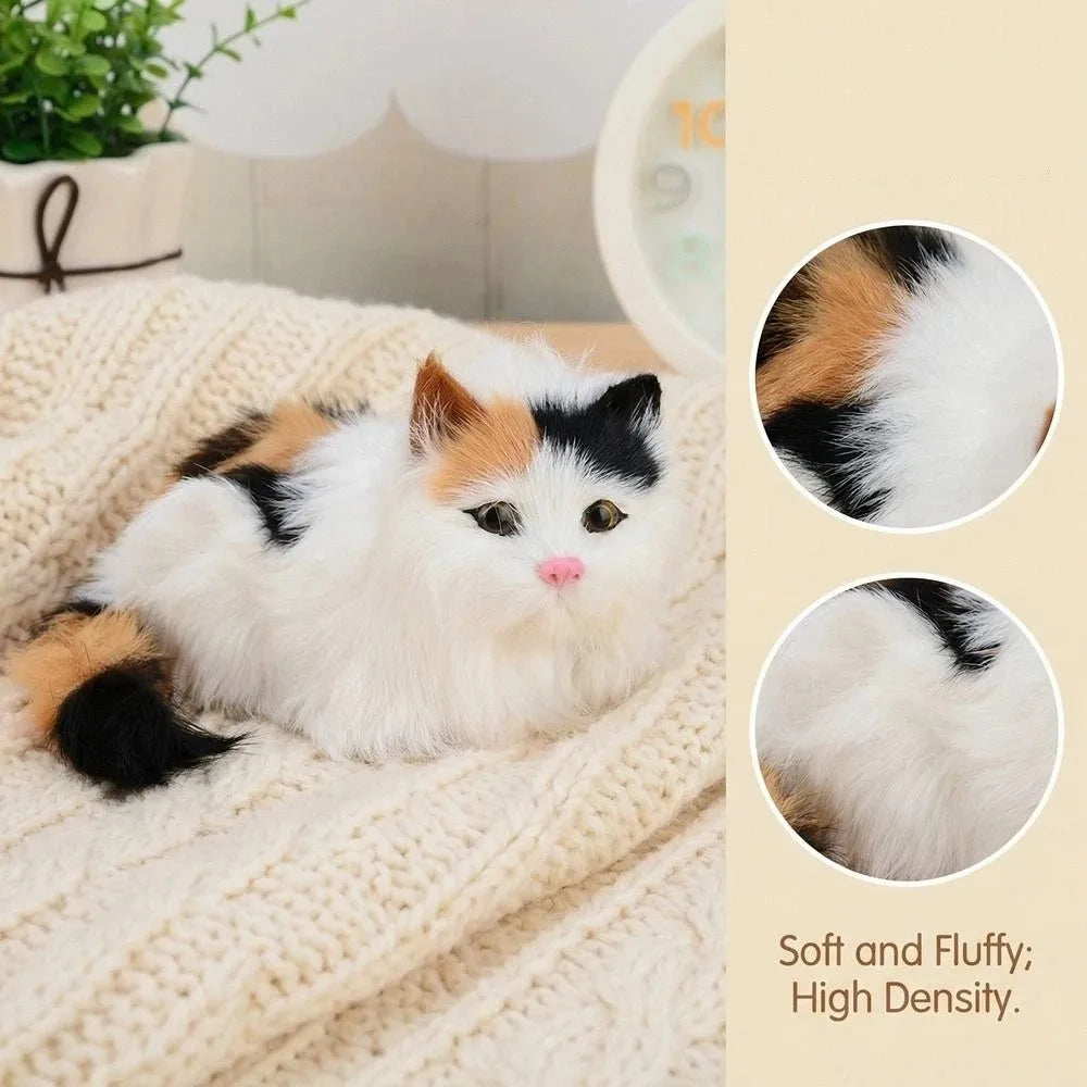 Cute Cozy Fluffy Plush Cat Ornaments Long Hair Soft Simulation Cat Doll Cartoon Desktop Decoration Home Decor Vue
