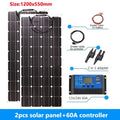 600W 300W Solar Panel Kit 18V Monocrystalline Solar Cell 60A Controller Outdoor Charger for Camping Yacht Motorhome Car RV Boat Vue 2pcs solar panel 60A
