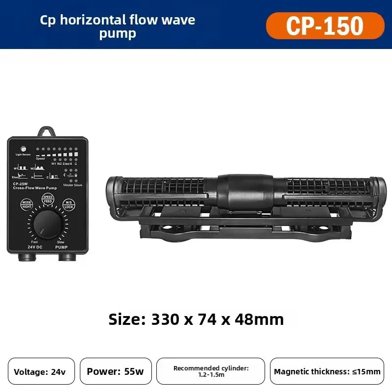 Jebao Cross Flow Wave Maker Pump Silent Disk Suction Cup for Fish Tank Coral Circulation Pump Aquarium Water Pumps Accessories Vue CP-150 US Plug