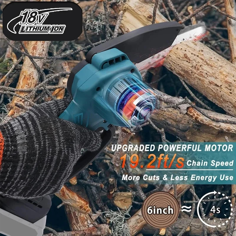 6-Inch Mini Cordless Chainsaw 1700RPM One-Hand Pruning Saw Mini Cordless Chainsaw Vue