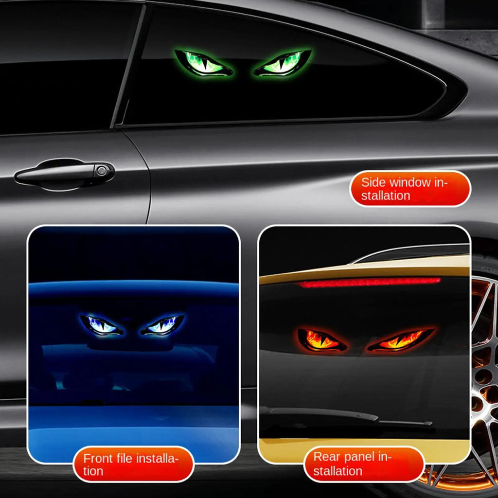Great Portable Solar Powered Windshield Eyes Wireless Dynamic LED Warning Sign for RV Car Camper Home Holiday Party Front Rear Vue