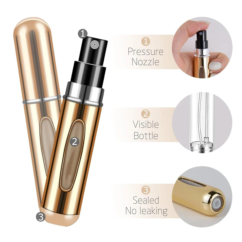 1/4Pc 5ml Perfume Atomizer Portable Liquid Container For Cosmetics Traveling Nalsyao Mini Aluminum Spray Empty Refillable Bottle Vue