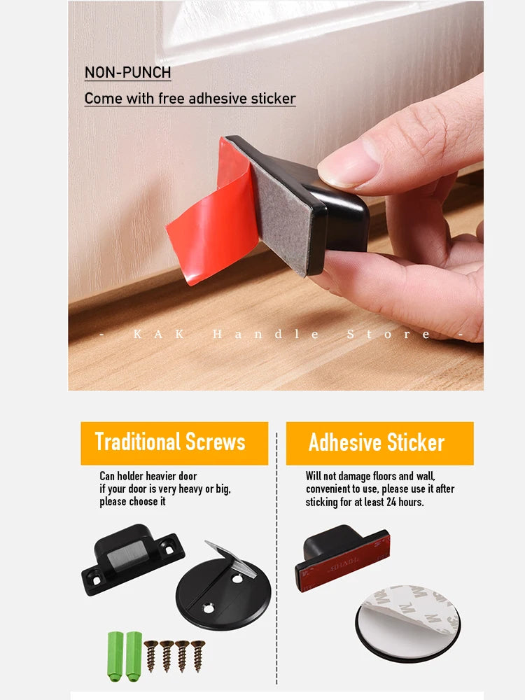 KAK Non-Punch Magnetic Door Stopper Hidden Doorstop Door Holder Zinc Alloy Wall Protector Wind-Proof Stop Door Hardware Vue