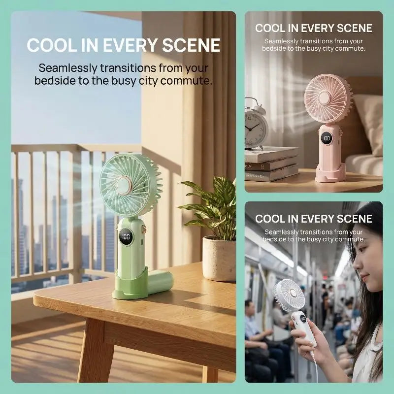 Portable Handheld Mini Fan Foldable Neck Hanging Fans 5 Speed USB