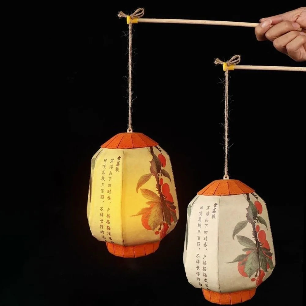 Ancient Style Autumn Festival Decorative Lantern Vintage Blessing Word Lantern Material Kit Luminous DIY Handheld Classic Light Vue