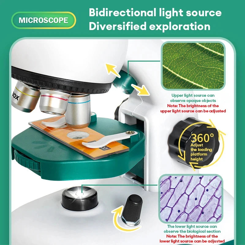 Kids 1200X HD Optical Microscope STEM Science Kit with Light Kids Science Microscope Vue