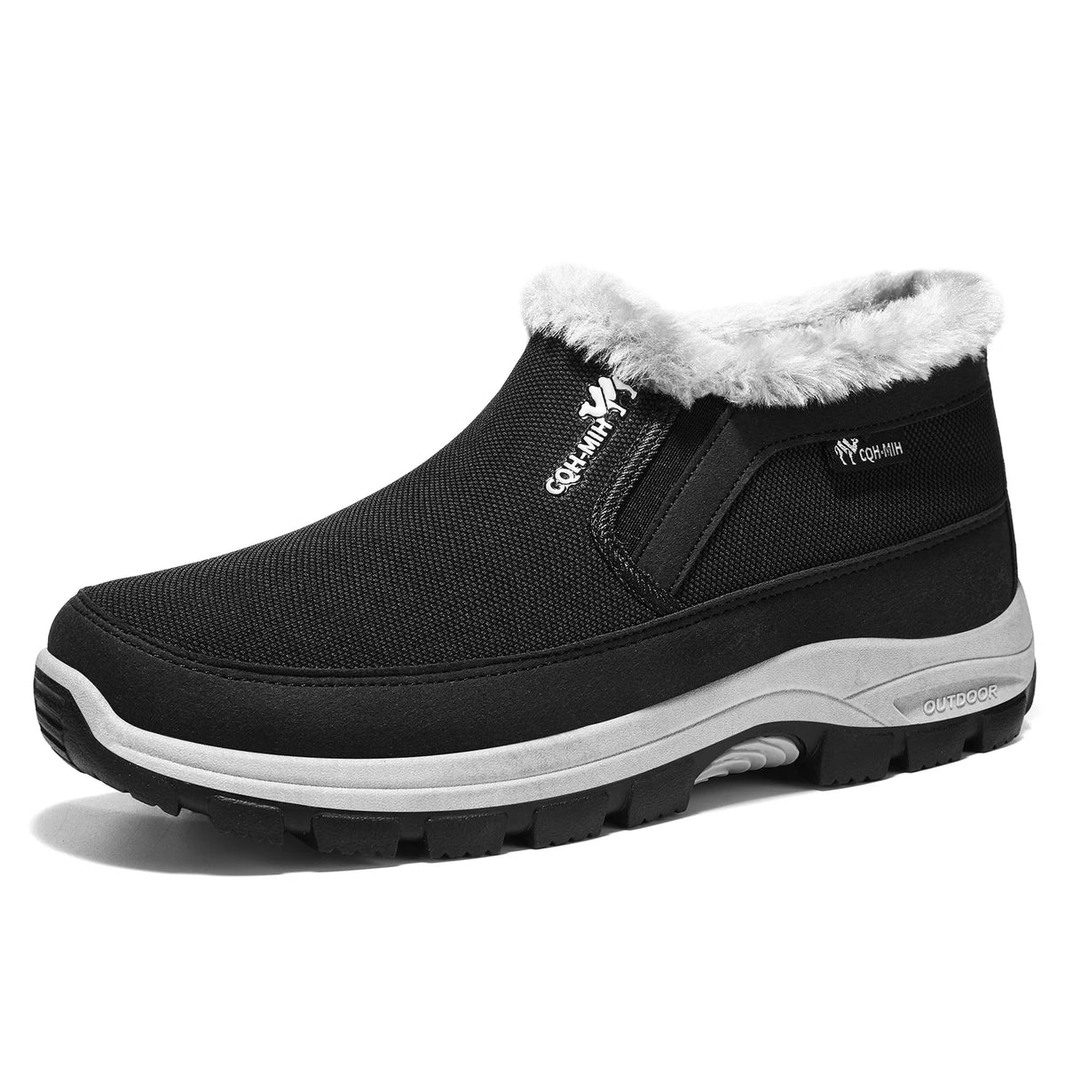Men's Winter Fleece-Lined Slip-On Ankle Boots | Anti-Slip Men's Winter Boots Vue DZ-BM-QQ26-Black 45