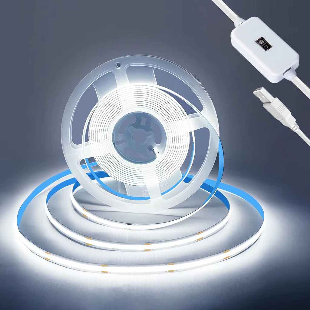 COB LED Light Strip Gesture Sensor Switch Control Dimmer Easy to install Suitable For Living Room Cupboard Bedroom Lighting Vue Cold White 3m