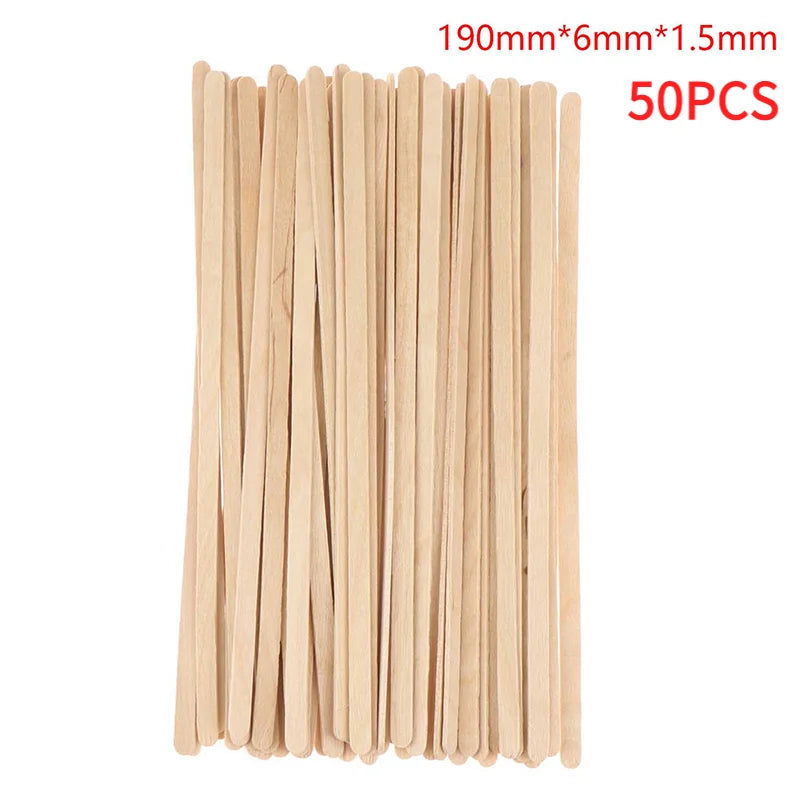 100/50Pcs Coffee Sticks Disposable Wooden Coffee Stirrers Hot Cold Drinking Stir Beverage Stir Sticks Biodegradable Utensils Vue 190mm-50PCS